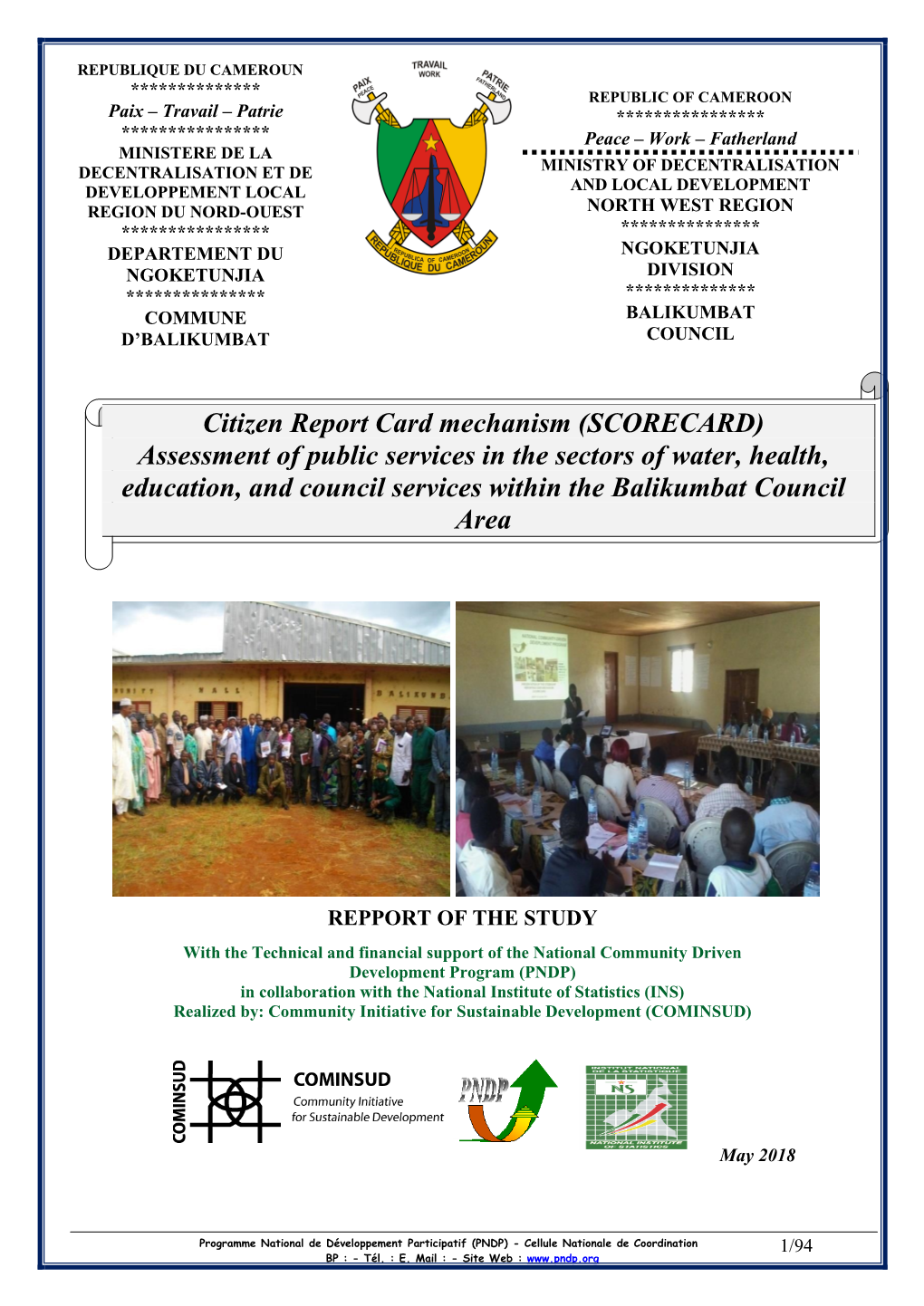 SCORECARD) Assessment of Public Services in the Sectors of Water, Health, Education, and Council Services Within the Balikumbat Council Area