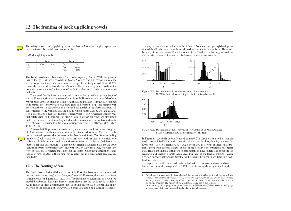 12. the Fronting of Back Upgliding Vowels