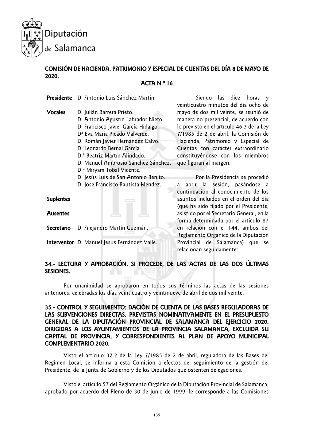 Comisión De Hacienda, Patrimonio Y Especial De Cuentas Del Día 8 De Mayo De 20 20