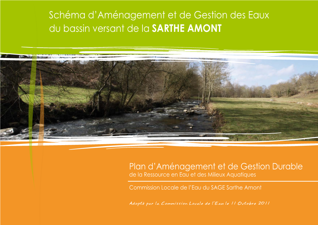 Schéma D'aménagement Et De Gestion Des Eaux Du Bassin Versant De La SARTHE AMONT