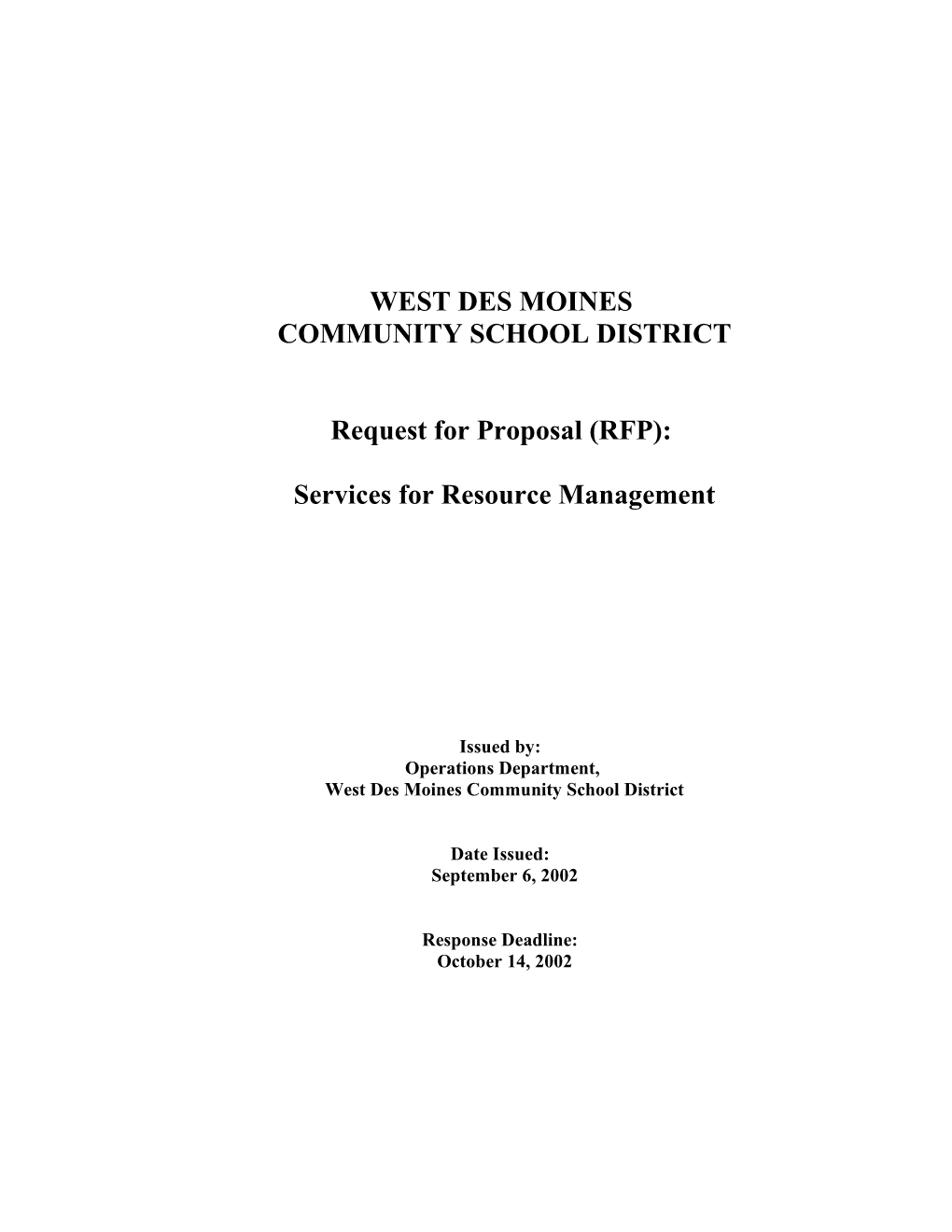 Request for Proposal (RFP) s15