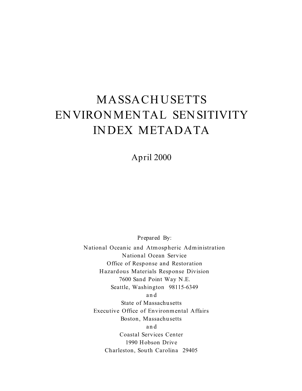 Metadata for Massachusetts Environmental Sensitivity Index (ESI)