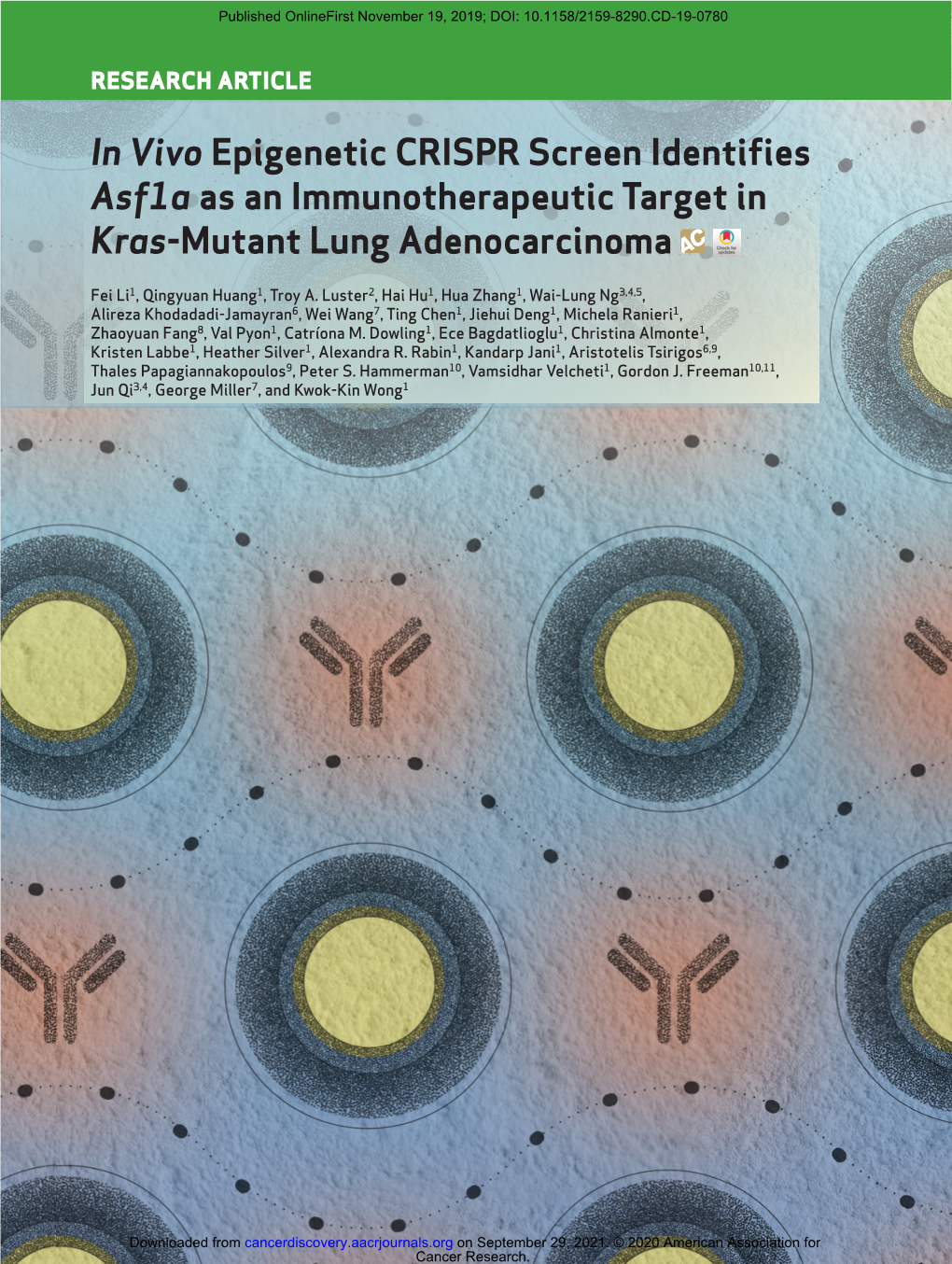 In Vivo Epigenetic CRISPR Screen Identifies Asf1a As an Immunotherapeutic Target in Kras-Mutant Lung Adenocarcinoma