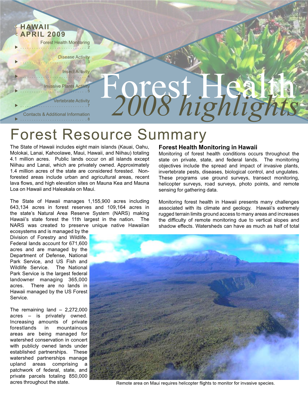 Hawaii APRIL 2009 Forest Health Monitoring U  