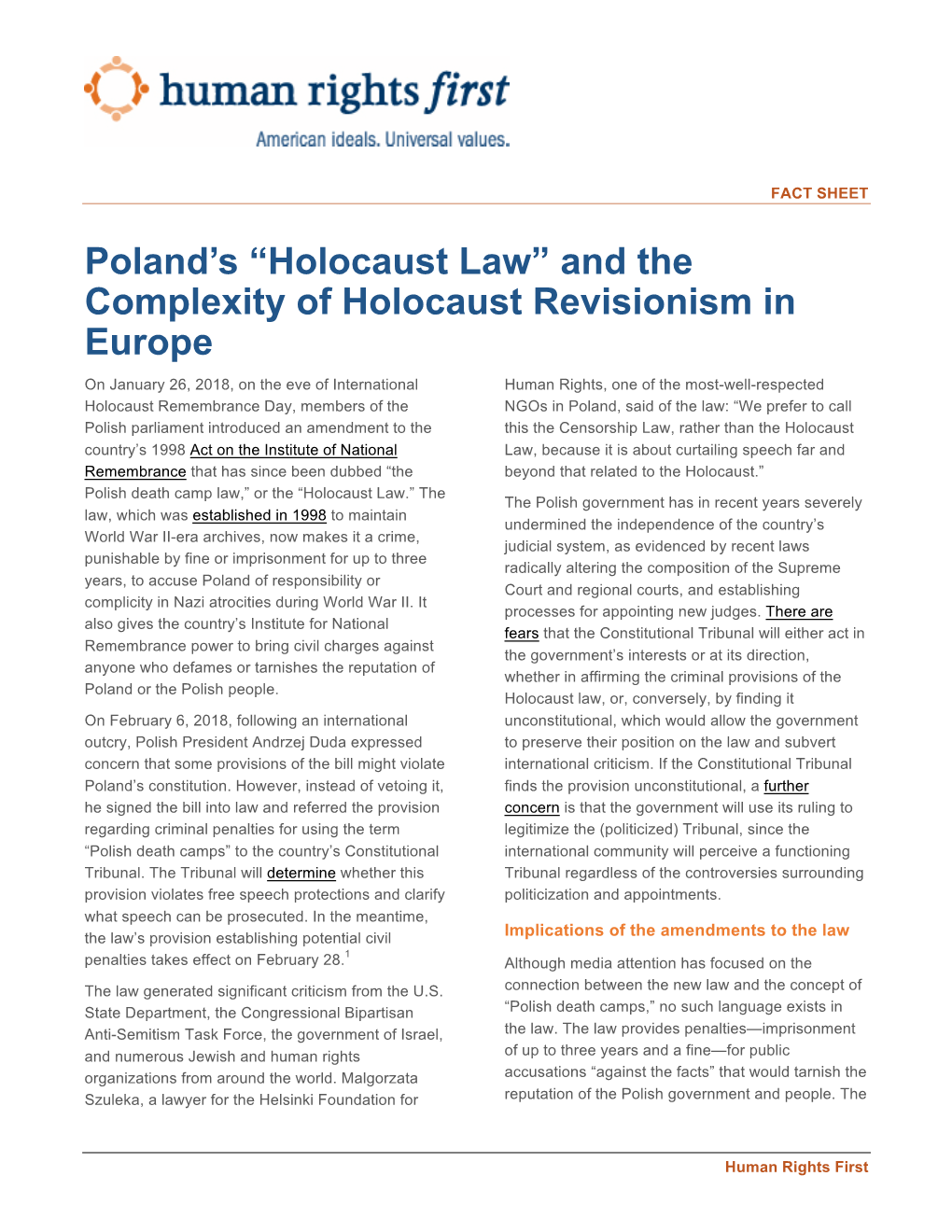 Poland's “Holocaust Law”