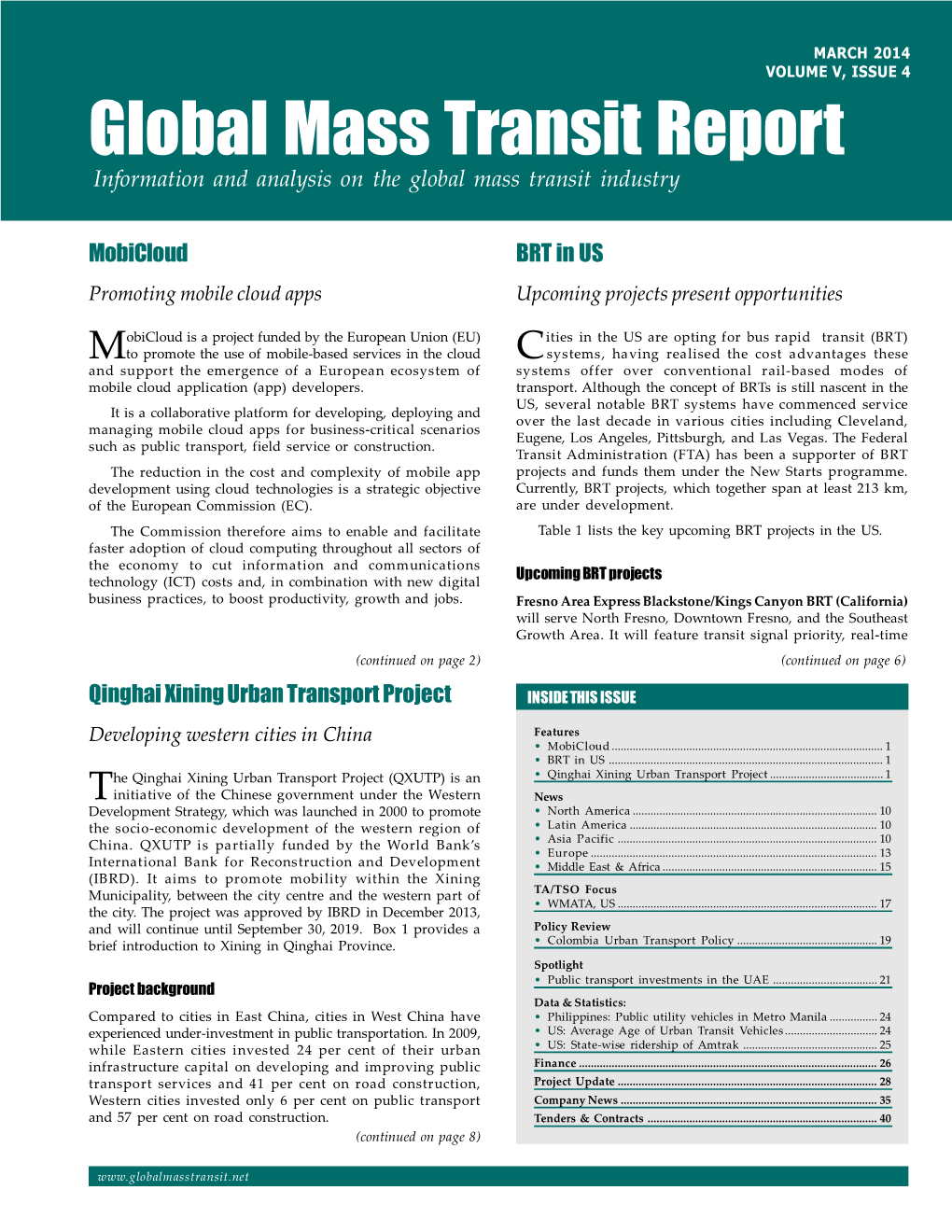 Global Mass Transit Report Information and Analysis on the Global Mass Transit Industry