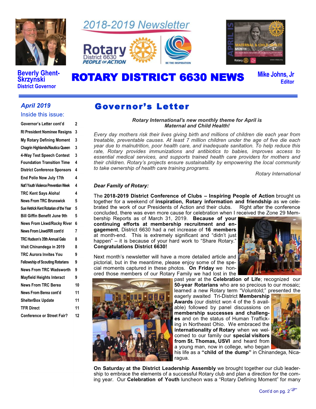 ROTARY DISTRICT 6630 NEWS Editor District Governor