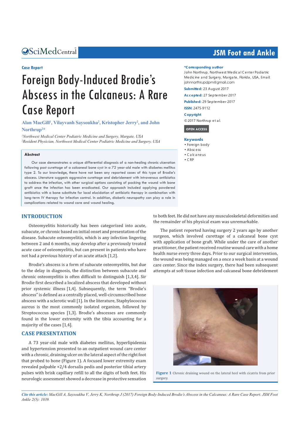 Foreign Body-Induced Brodie's Abscess in The