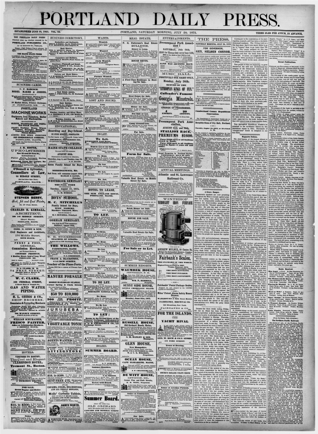 Portland Daily Press: July 24, 1875