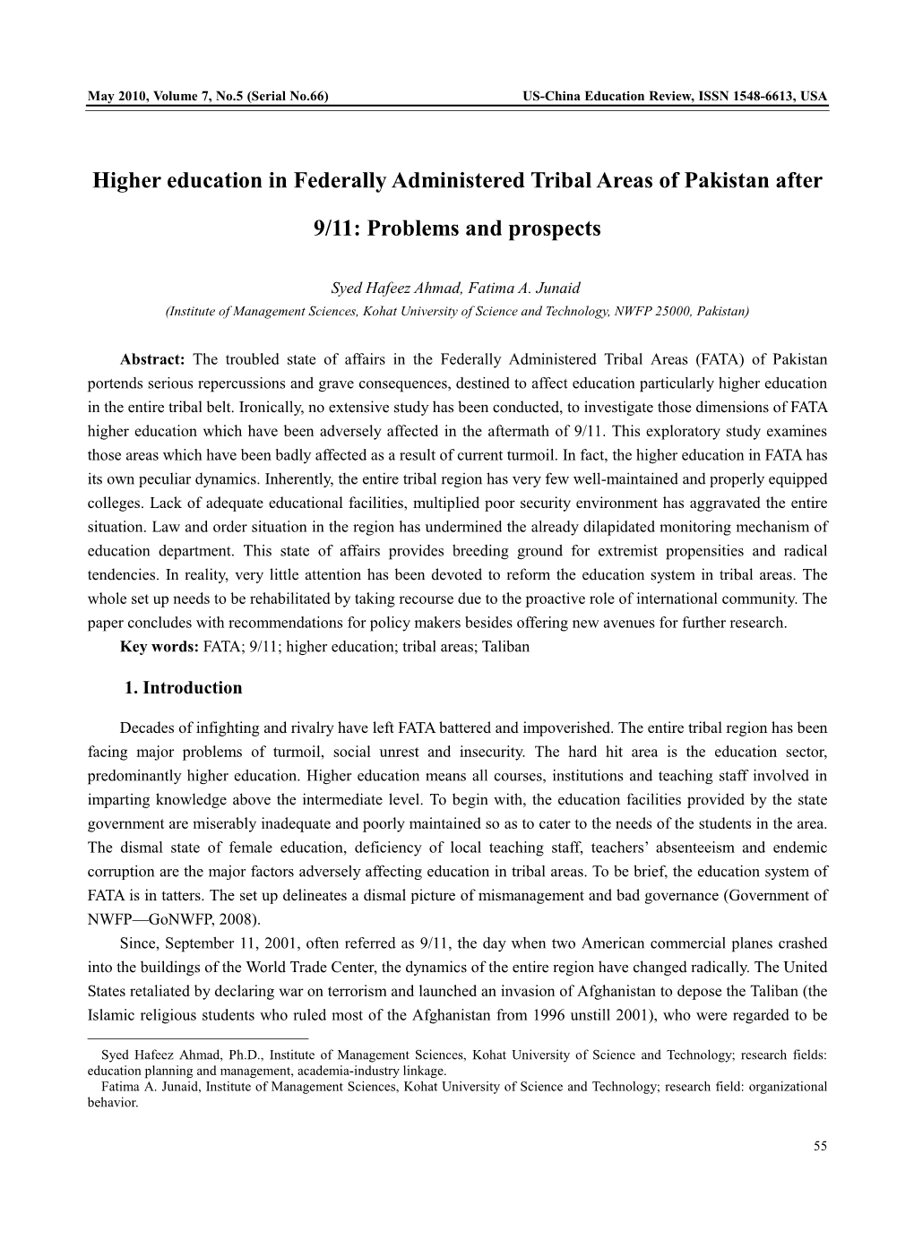 Higher Education in Federally Administered Tribal Areas of Pakistan After