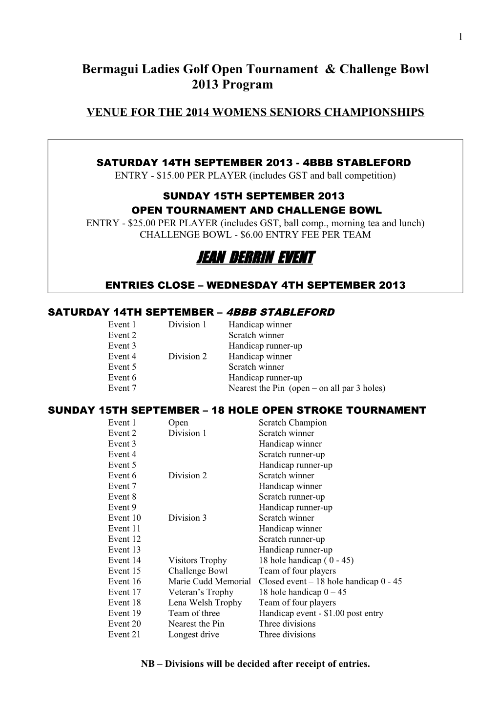 Ladies Golf Open Amateur Tournament