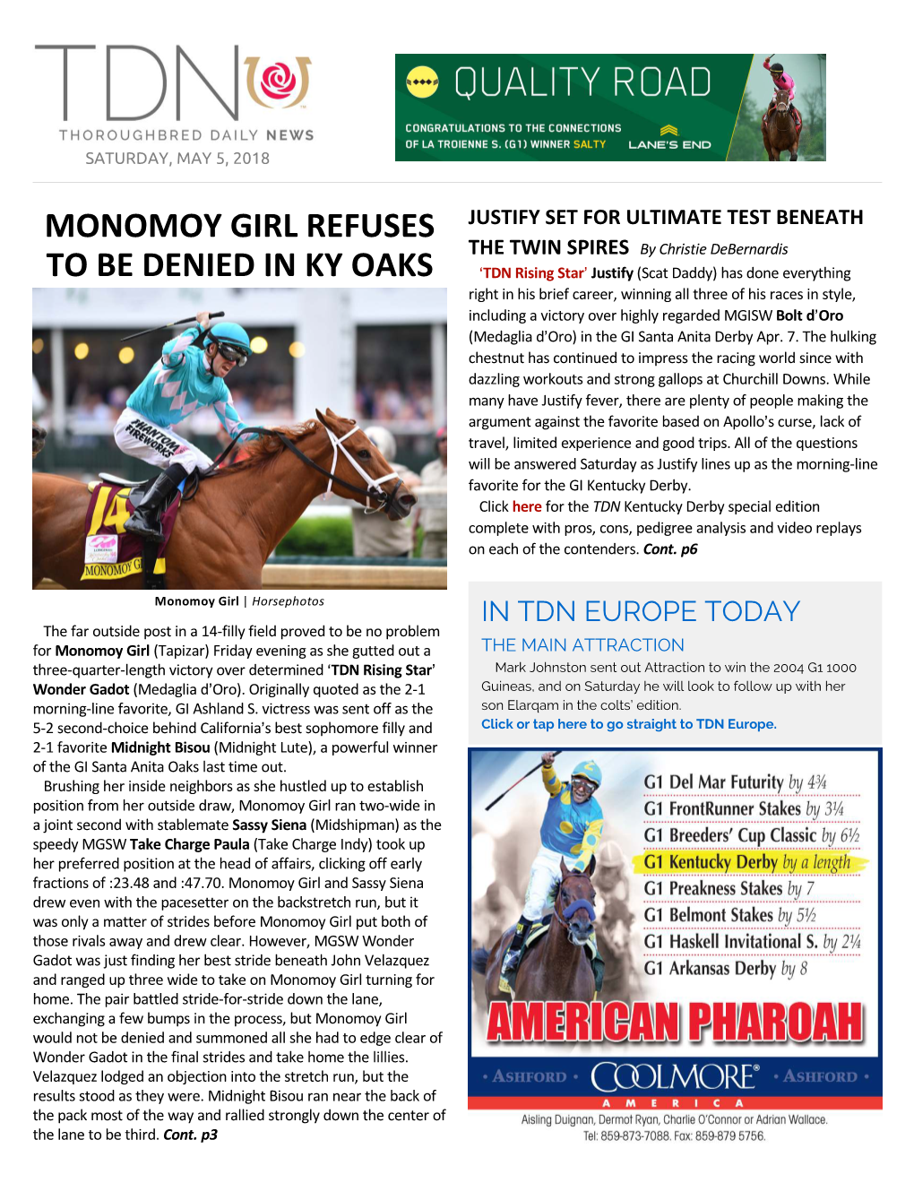 Monomoy Girl Refuses to Be Denied in KY Oaks Cont