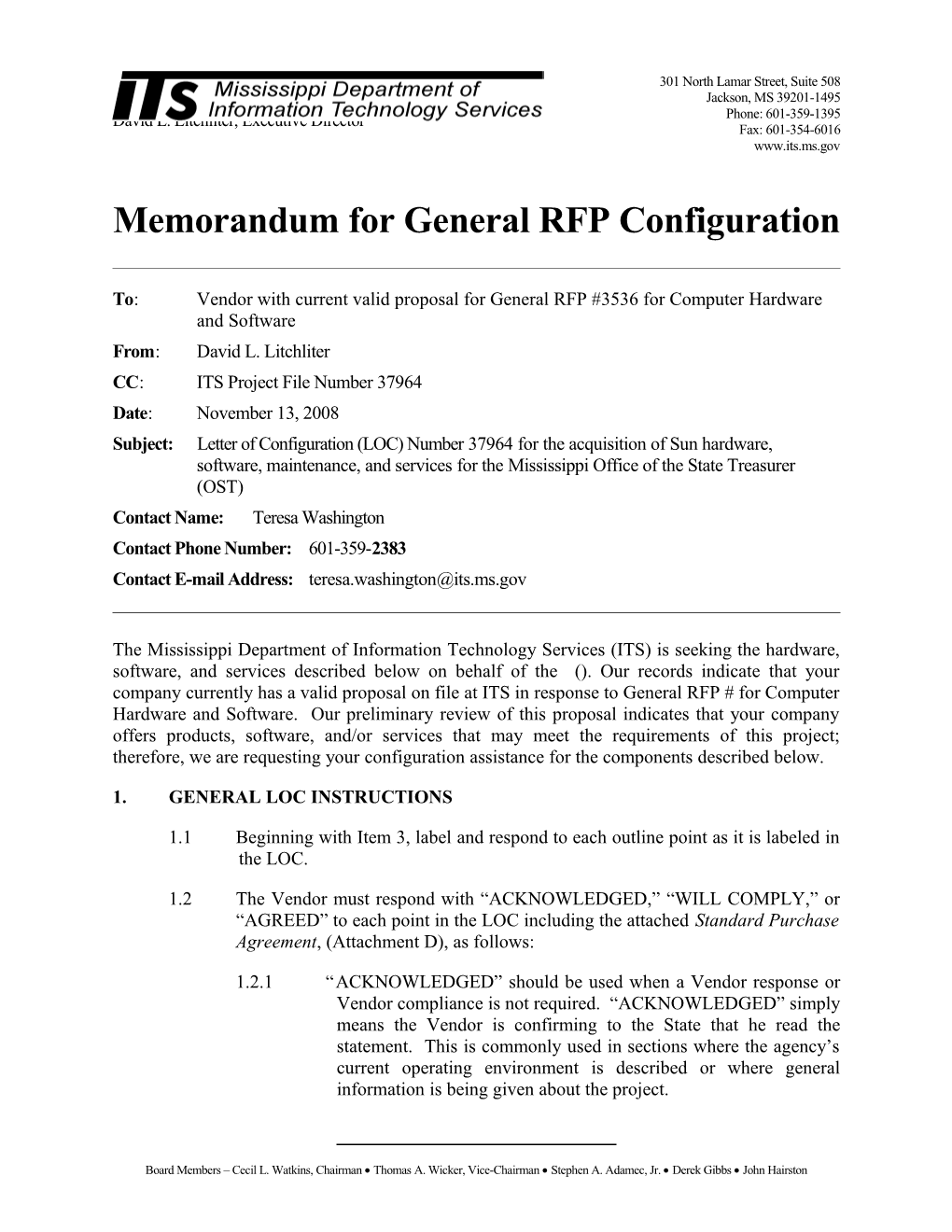 Memorandum for General RFP Configuration s24