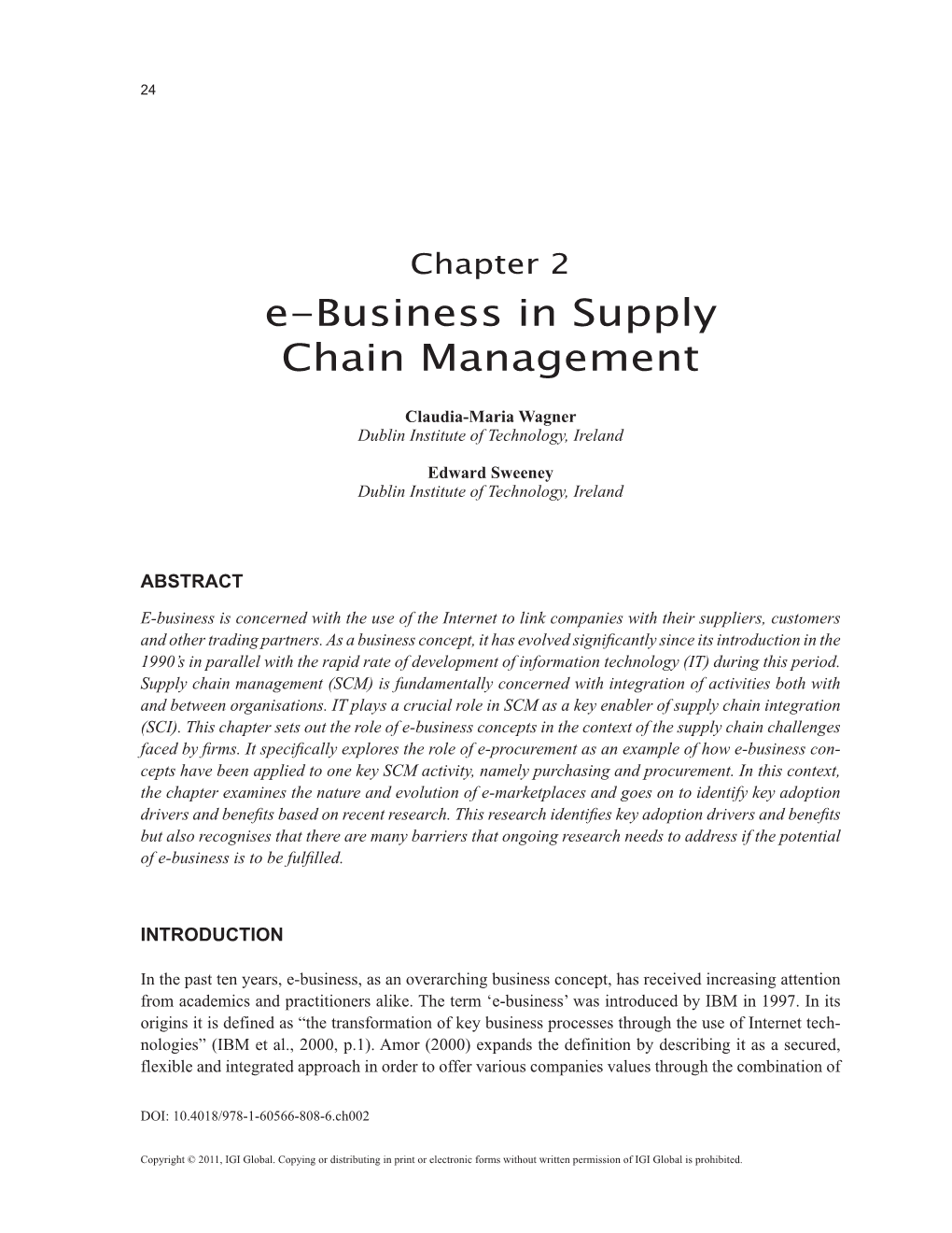 E-Business in Supply Chain Management