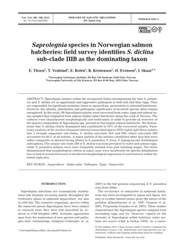 Saprolegnia Species in Norwegian Salmon Hatcheries: Field Survey Identifies S