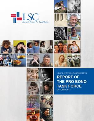 Report of the Pro Bono Task Force October 2012