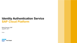 Identity Authentication Service SAP Cloud Platform
