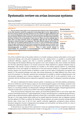 Systematic Review on Avian Immune Systems. J. Life Sci. Biomed. 9(5