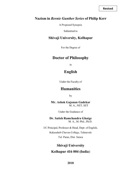 Doctor of Philosophy English Humanities