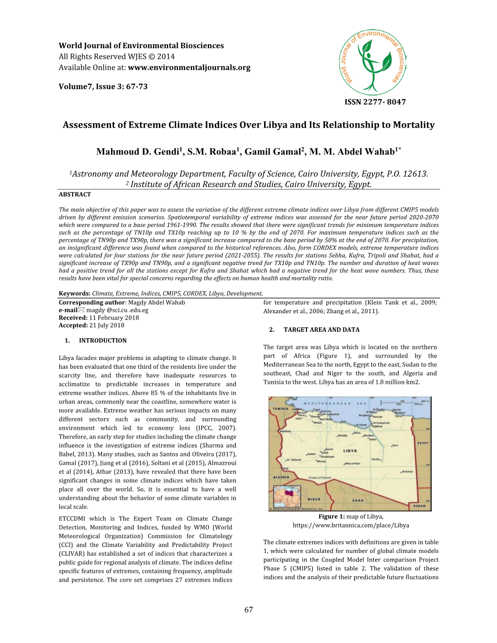 Assessment of Extreme Climate Indices Over Libya and Its Relationship to Mortality
