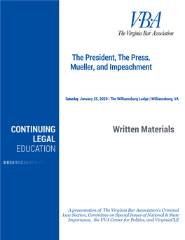 CONTINUING LEGAL EDUCATION Written Materials