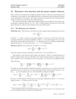Riemann's Zeta Function and the Prime Number Theorem