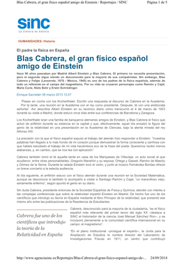 Blas Cabrera, El Gran Físico Español Amigo De Einstein / Reportajes / SINC Página 1 De 5