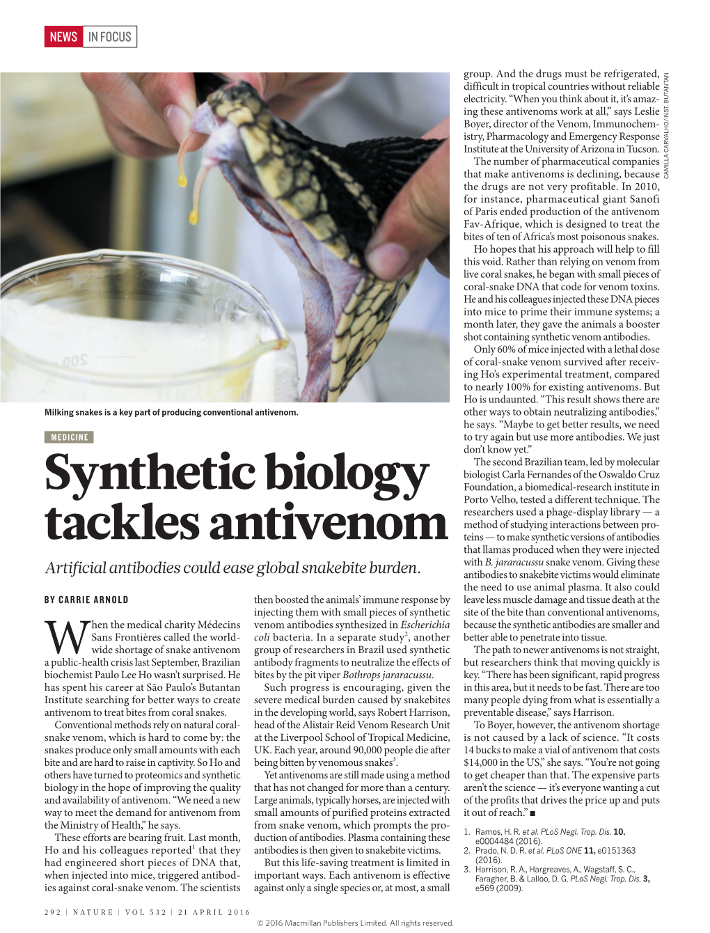 Synthetic Biology Tackles Antivenom