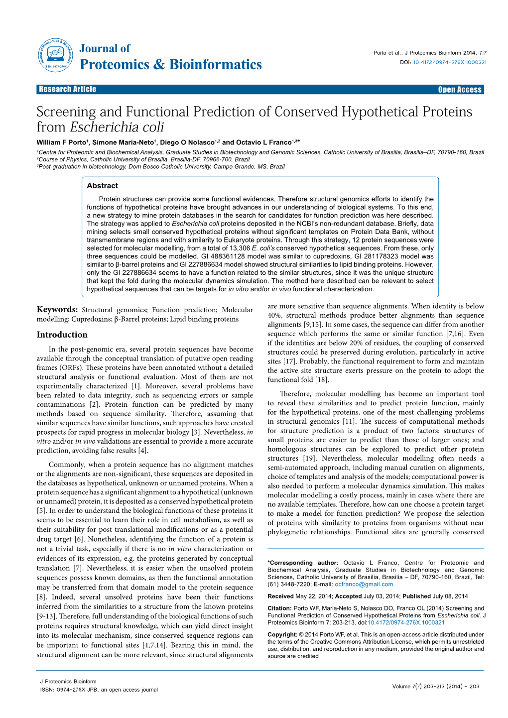 Screening and Functional Prediction of Conserved Hypothetical Proteins