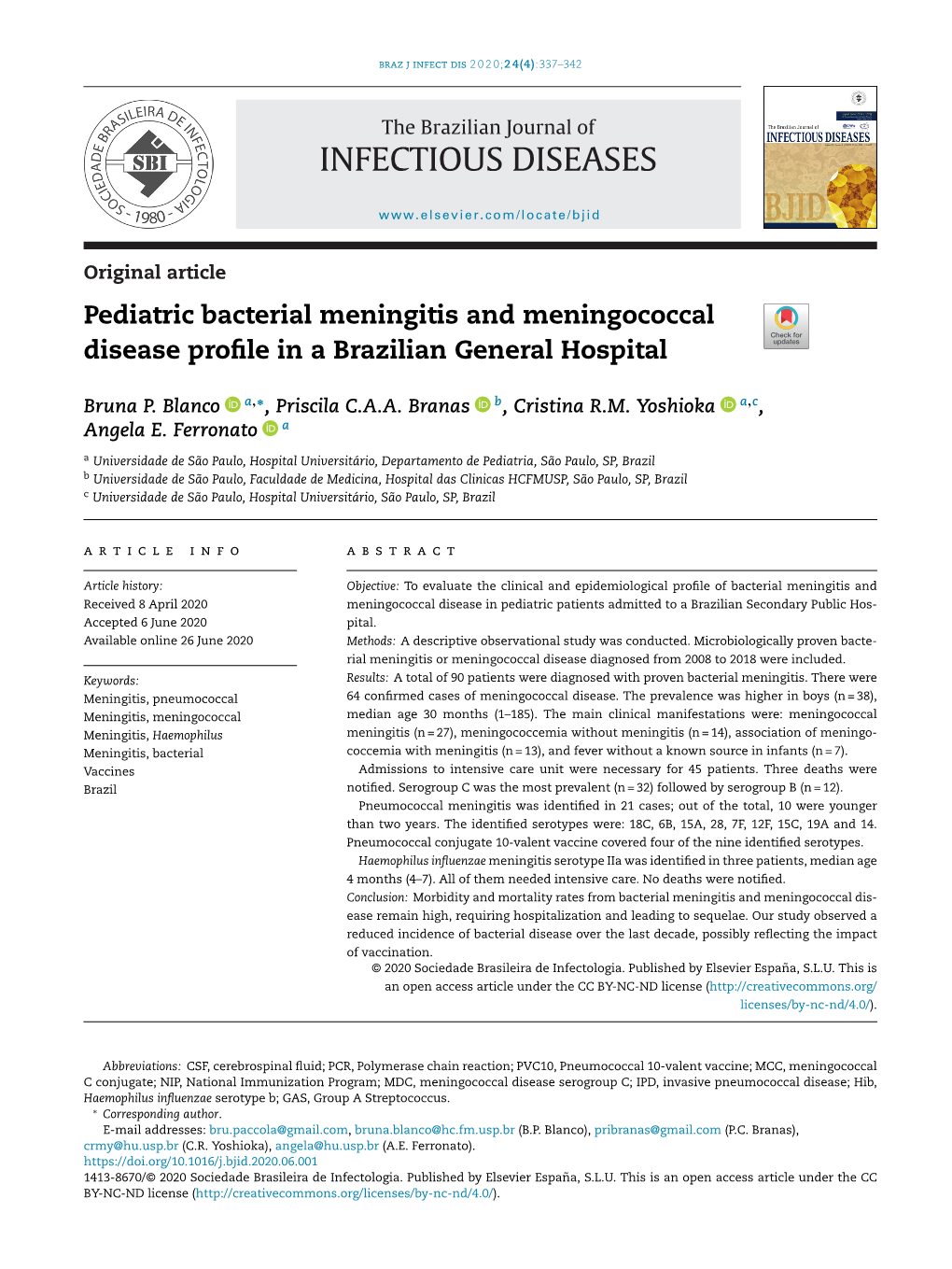 Pediatric Bacterial Meningitis and Meningococcal Disease