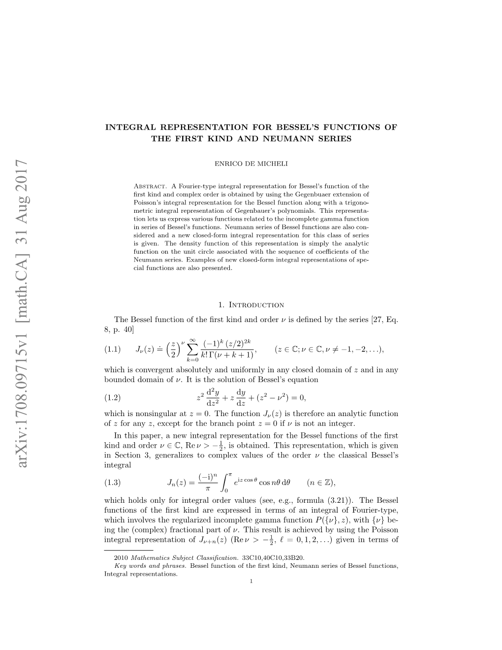 Arxiv:1708.09715V1 [Math.CA] 31 Aug 2017