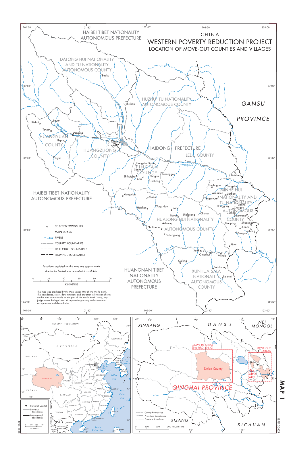 Western Poverty Reduction Project Location of Move-Out Counties and Villages