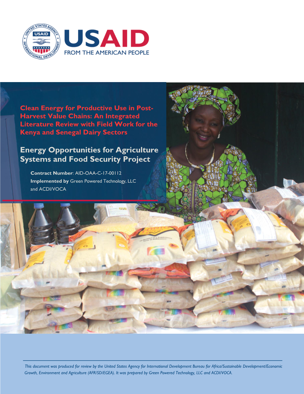 Energy Opportunities for Agriculture Systems and Food Security Project