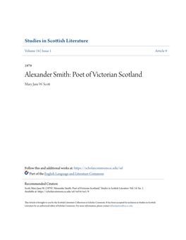 Alexander Smith: Poet of Victorian Scotland Mary Jane W