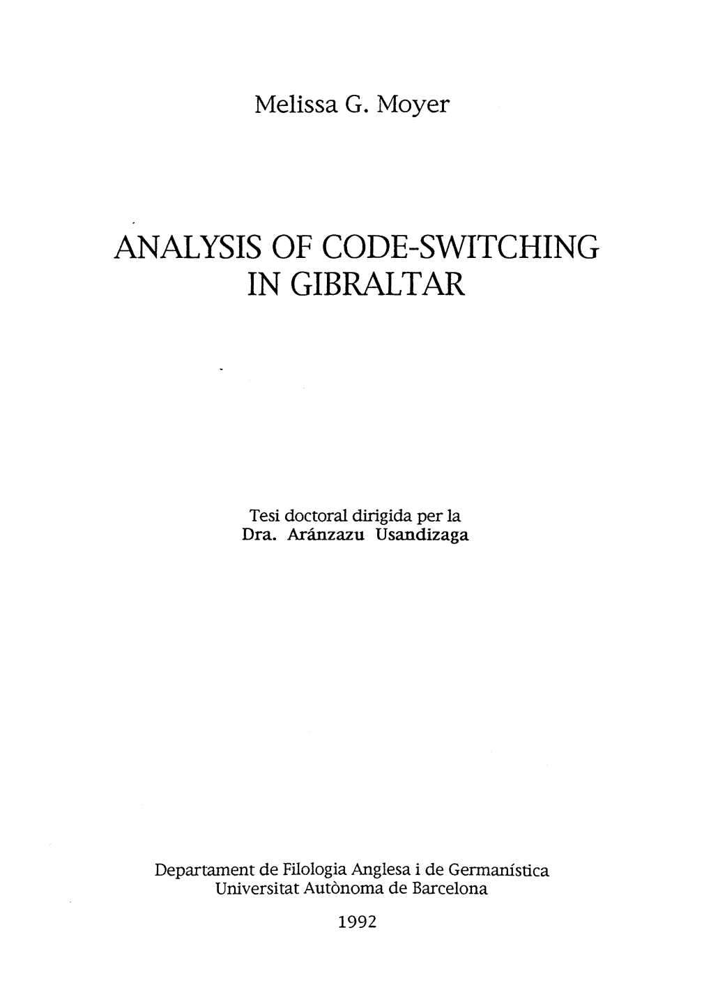 Analysis of Code-Switching in Gibraltar