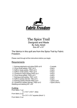 The Spice Trail Quilt Instructions