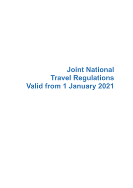 Joint National Travel Regulations Valid from 1 January 2021