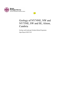 Geology of NY74NE, NW and NY75NE, SW and SE, Alston, Cumbria