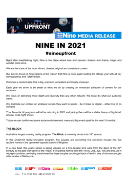 NINE in 2021 #Nineupfront