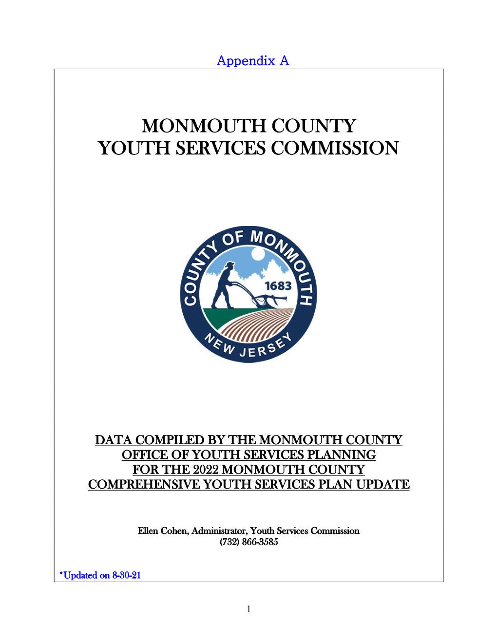 Prepared by the Monmouth County Office of Youth Services Planning