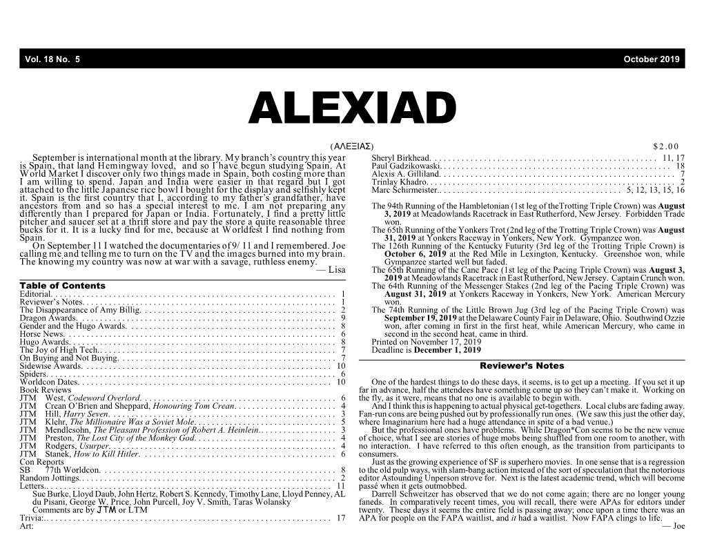 ALEXIAD (!7+=3!G) $2.00 September Is International Month at the Library