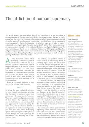 The Affliction of Human Supremacy