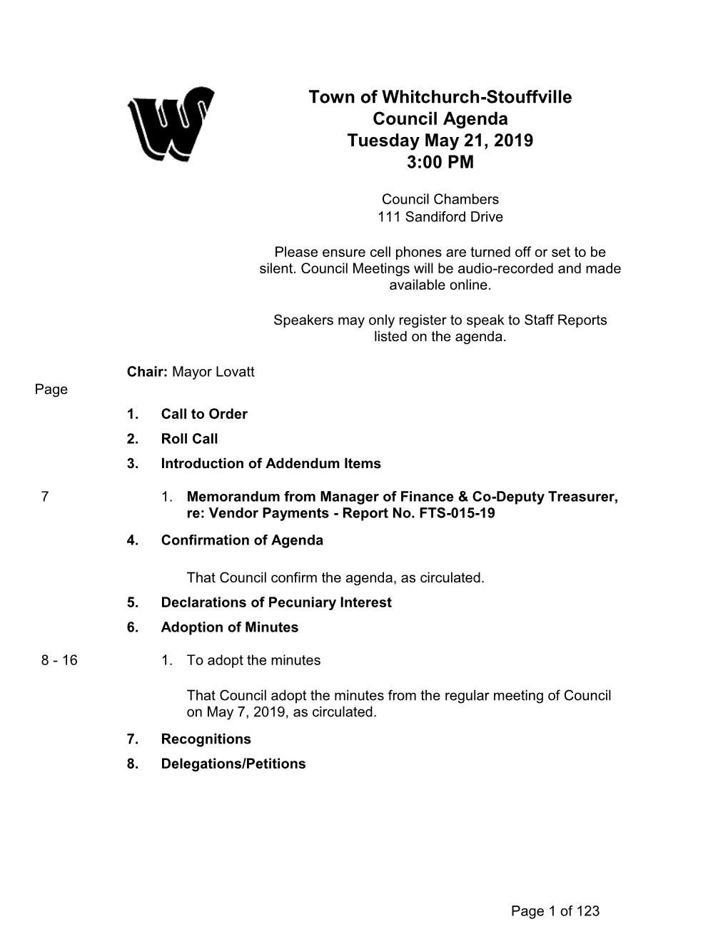 Council Meeting 3 P.M