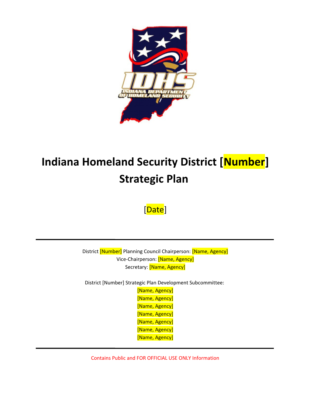 Indiana Homeland Security District Number Strategic Plan