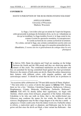 Anno XXXIII, N. 1 RIVISTA DI STUDI ITALIANI Giugno 2015 19
