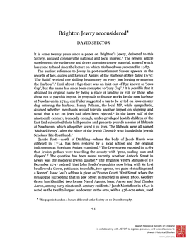 Brighton Jewry Reconsidered