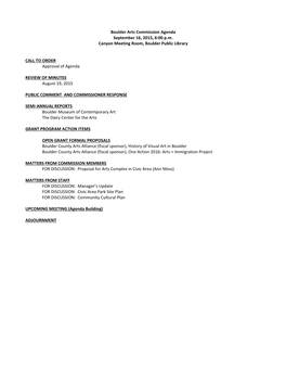 City of Boulder Draft Boulder Arts Commission Meeting Minutes