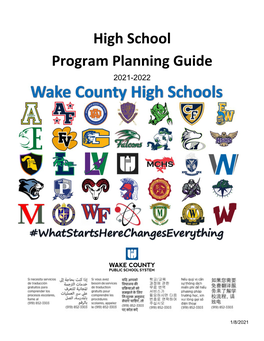 WCPSS 2021-2022 High School Program Planning Guide