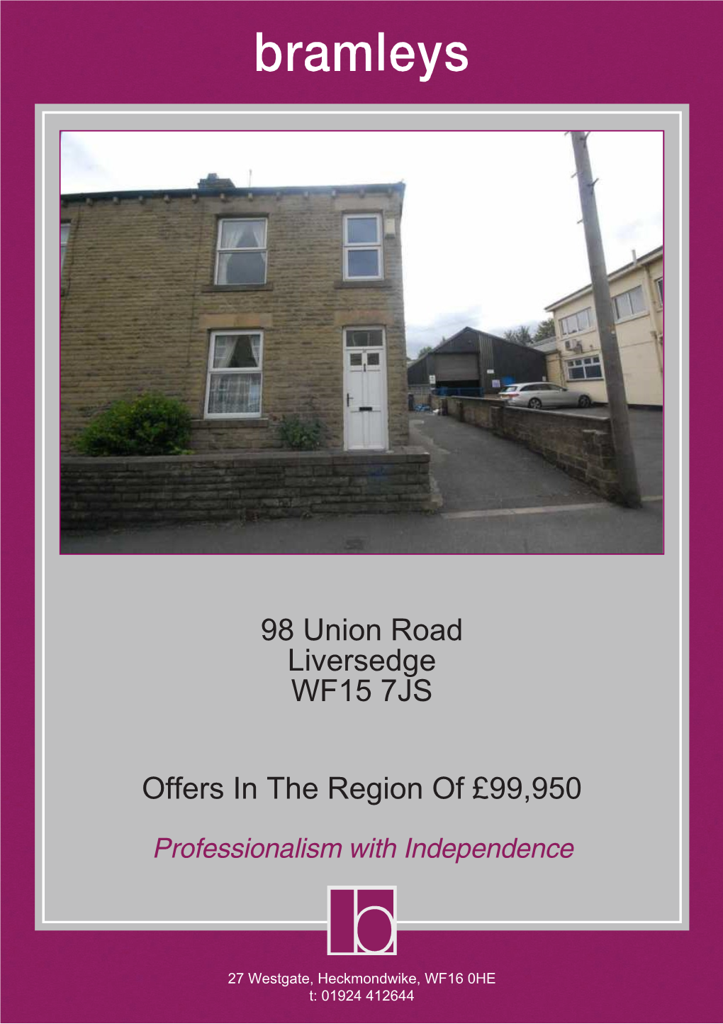 98 Union Road Liversedge WF15 7JS Offers in the Region of £99,950