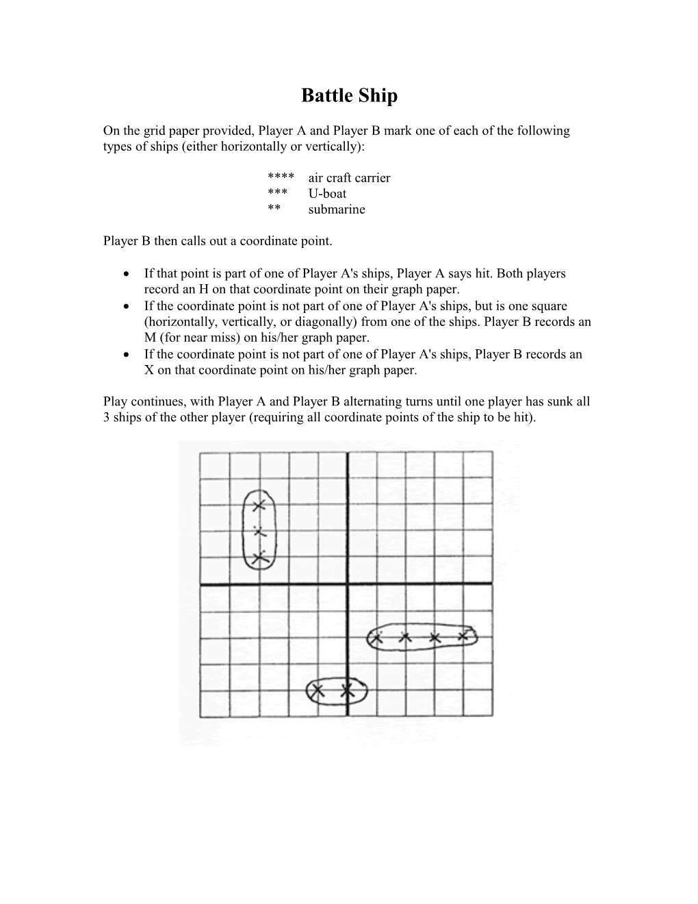 Player B Then Calls out a Coordinate Point